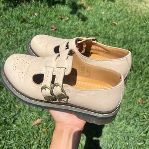 Cream Leather Mary Jane Dr Martens Shoes
